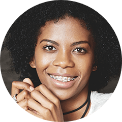 Young woman with traditional braces