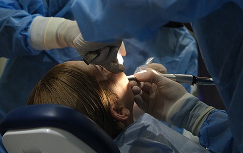 Patient getting oral surgery