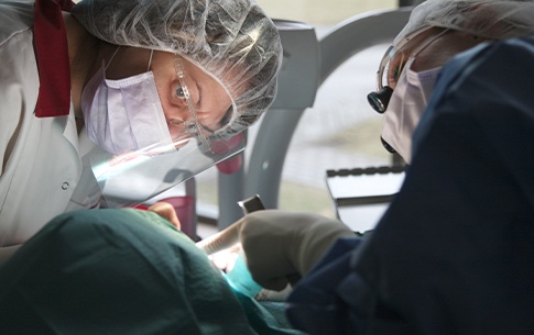 Dentist learning dental treatment techniques