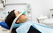 Closeup of patient breathing in nitrous oxide
