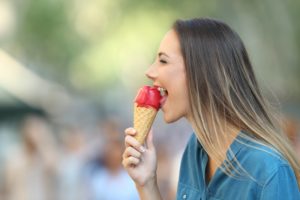 person eating ice cream