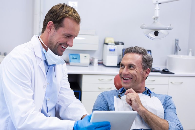 Man at dentist for mini dental implants